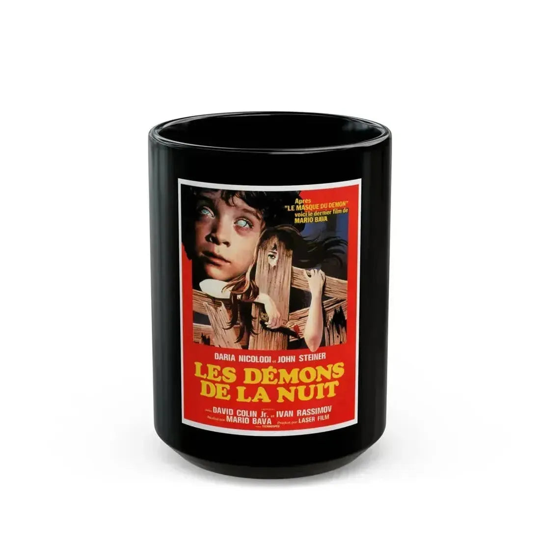 BEYOND THE DOOR II aka SHOCK (FRENCH) 1977 Movie Poster - Black Coffee Mug 15oz - Go Mug Yourself