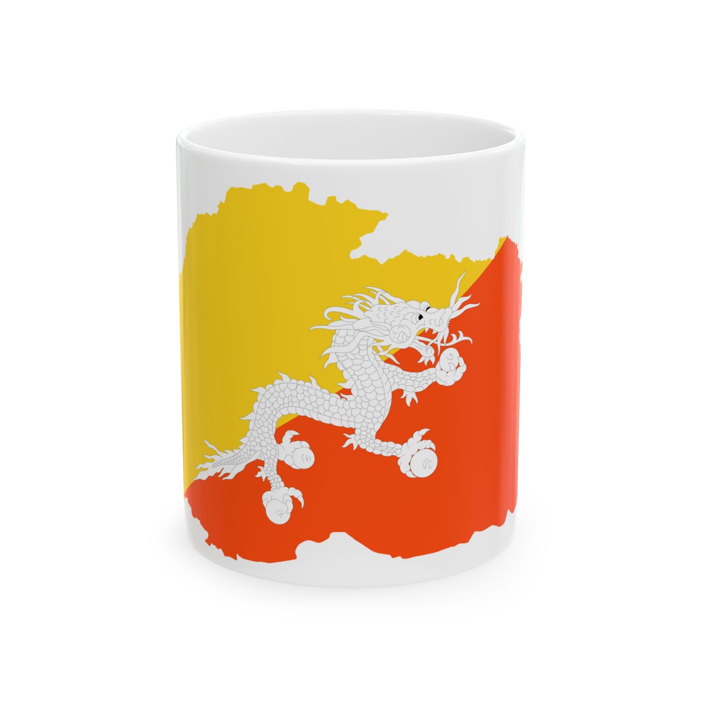 Bhutan Map Flag (Bhutan) White Coffee Mug-11oz-Go Mug Yourself
