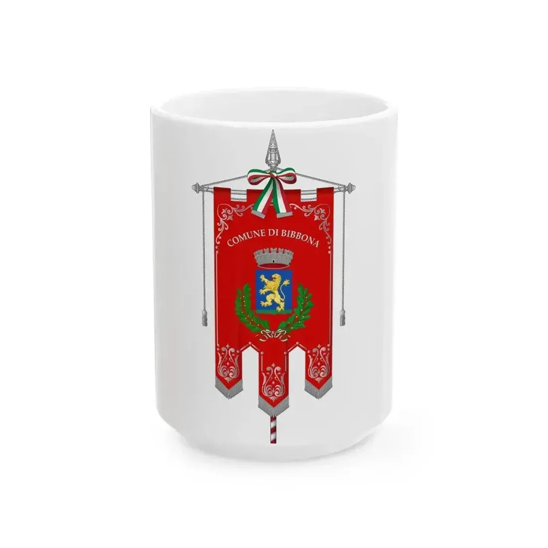 Bibbona-Gonfalone (Italy) White Coffee Mug 15oz - Go Mug Yourself
