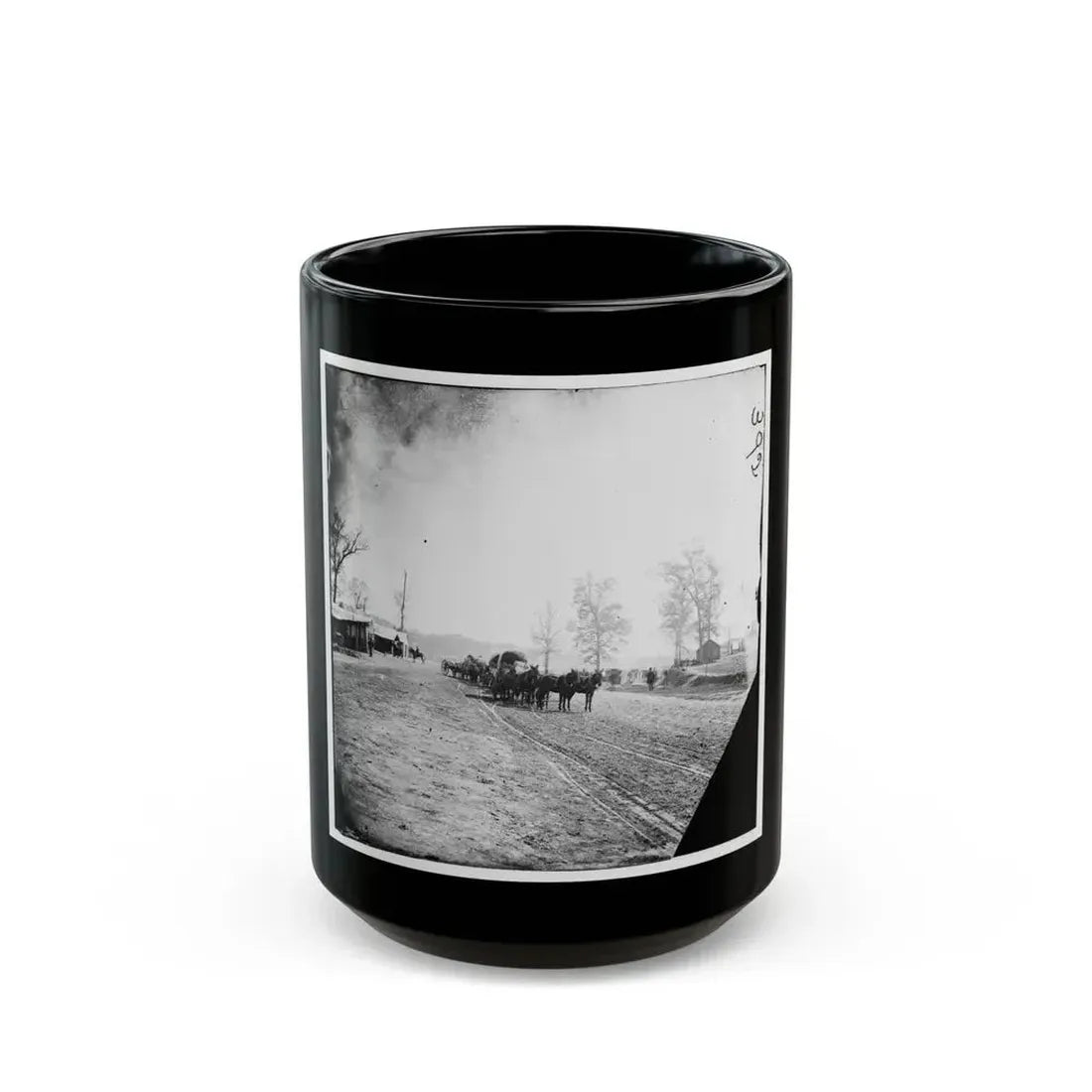Big Black River Station, Miss. Wagons And Sheds (U.S. Civil War) Black Coffee Mug 15oz - Go Mug Yourself