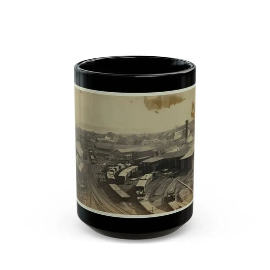 Bird's Eye View Of Machine Shops, With East Yard Of Orange & Alexandria Railroad (U.S. Civil War) Black Coffee Mug 15oz - Go Mug Yourself