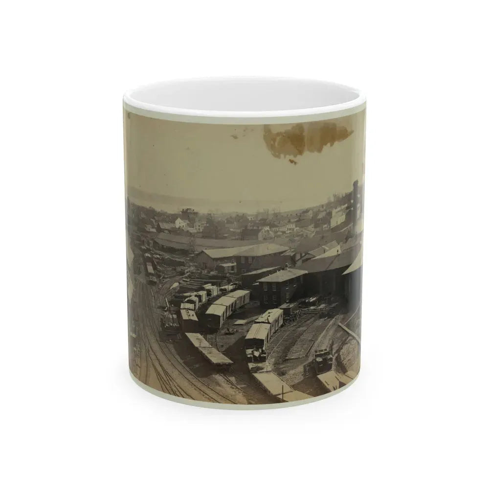 Bird's Eye View Of Machine Shops, With East Yard Of Orange & Alexandria Railroad (U.S. Civil War) White Coffee Mug 11oz - Go Mug Yourself