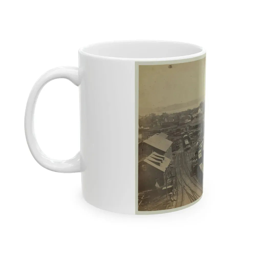 Bird's Eye View Of Machine Shops, With East Yard Of Orange & Alexandria Railroad (U.S. Civil War) White Coffee Mug - Go Mug Yourself