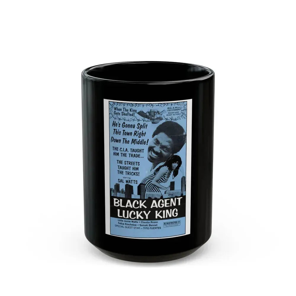 BLACK AGENT LUCKY KING (SOLOMON KING) 1974 Movie Poster - Black Coffee Mug 15oz - Go Mug Yourself
