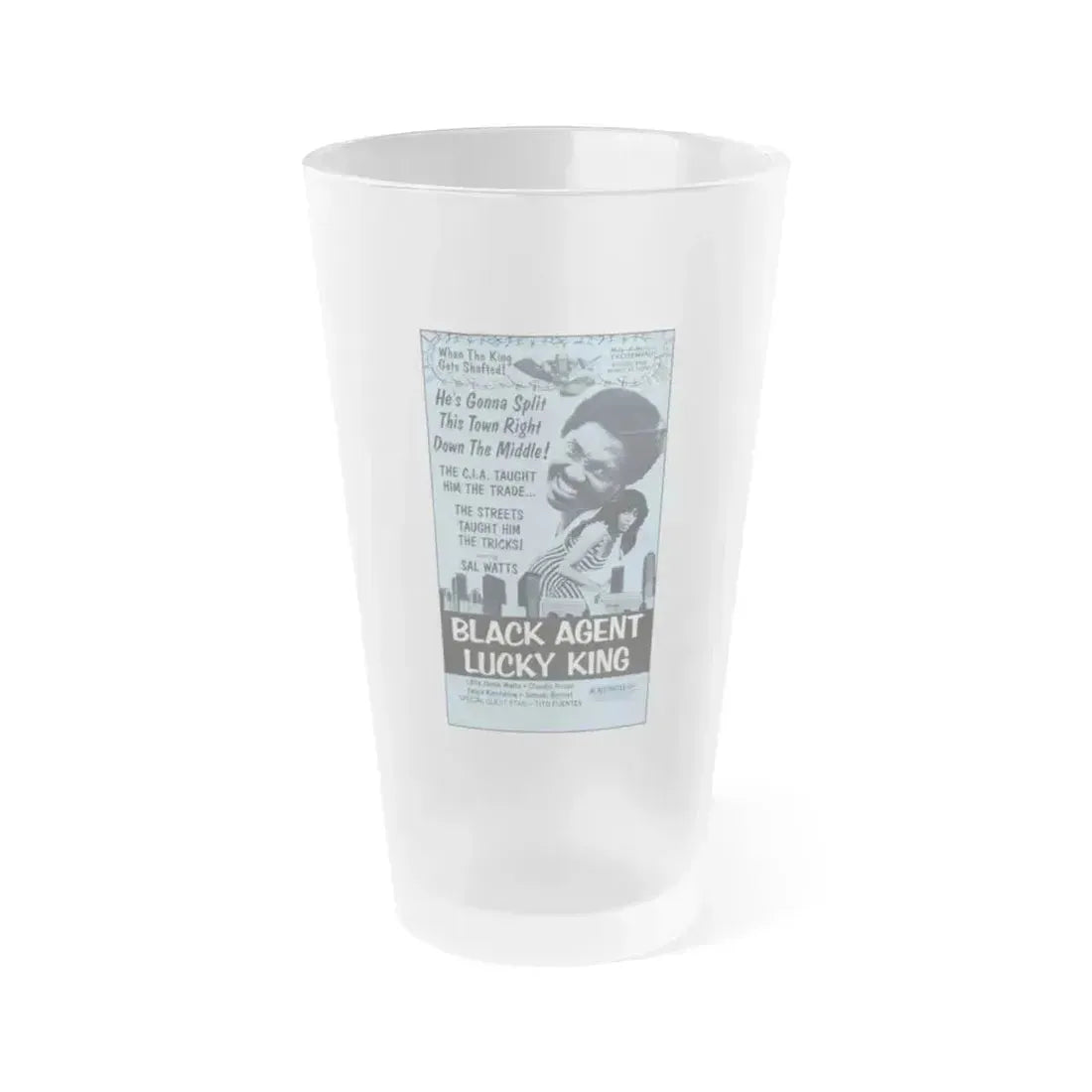 BLACK AGENT LUCKY KING (SOLOMON KING) 1974 Movie Poster - Frosted Pint Glass 16oz 16oz Frosted - Go Mug Yourself