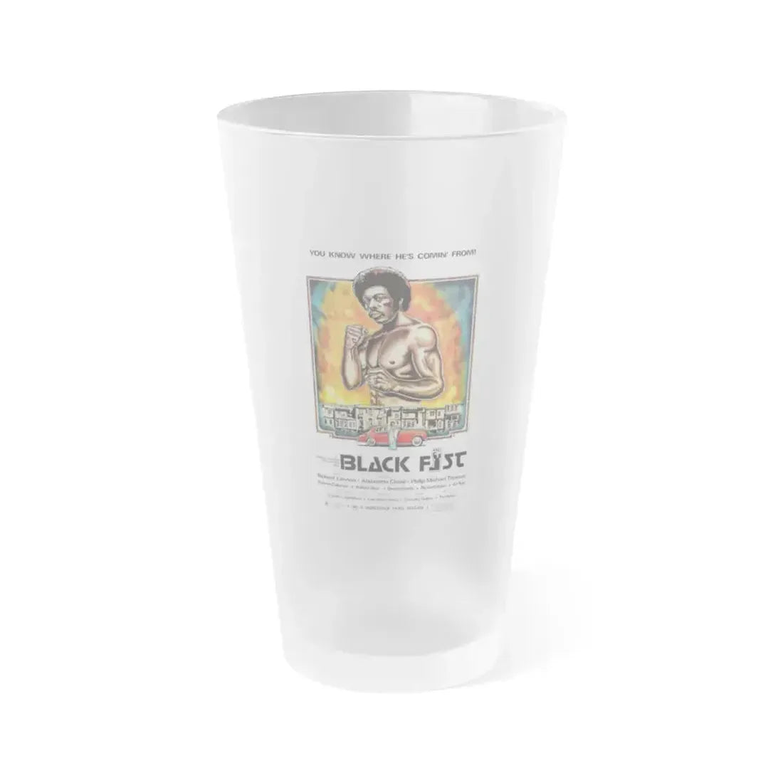 BLACK FIST 1975 Movie Poster - Frosted Pint Glass 16oz 16oz Frosted - Go Mug Yourself