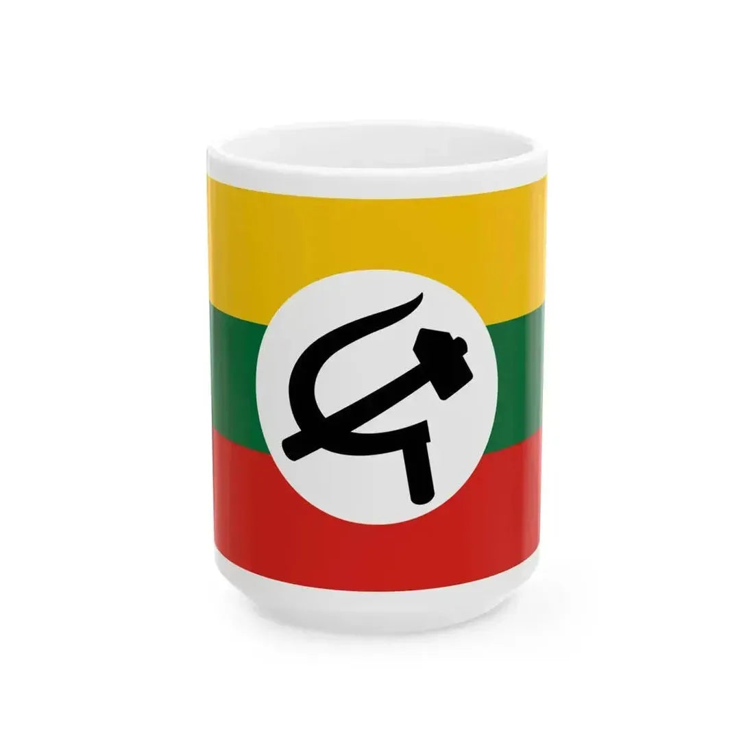 Black Hammer and Sickle flag of Burma (Myanmar) White Coffee Mug 15oz - Go Mug Yourself