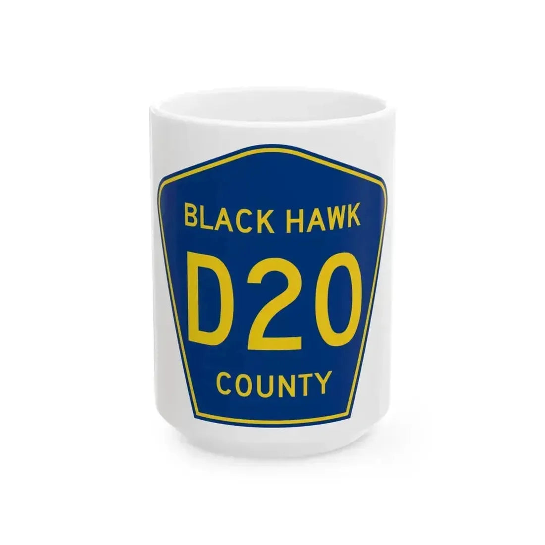 Black Hawk County Route D20 IA (Iowa) (Road Sign) White Coffee Mug 15oz - Go Mug Yourself