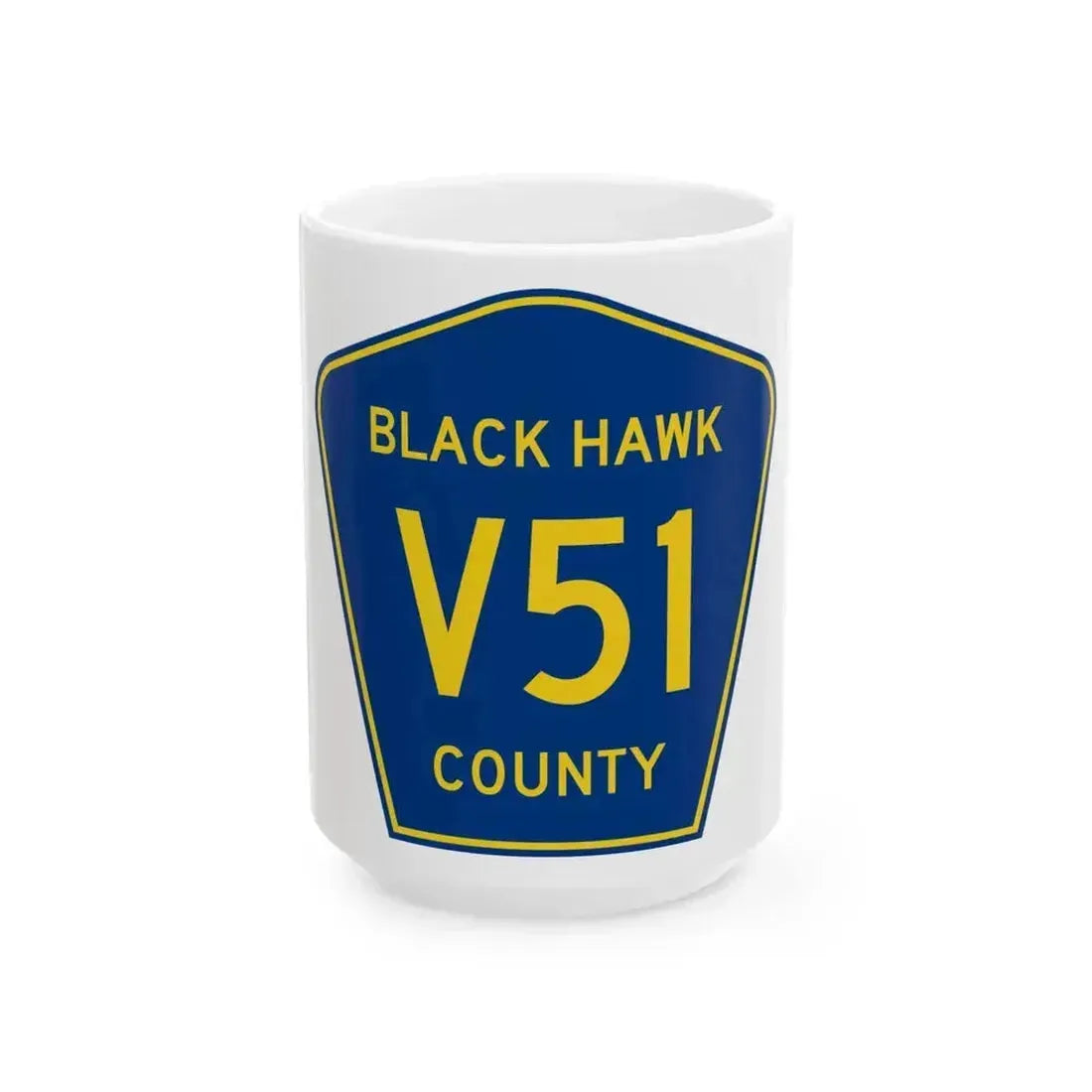 Black Hawk County Route V51 IA (Iowa) (Road Sign) White Coffee Mug 15oz - Go Mug Yourself
