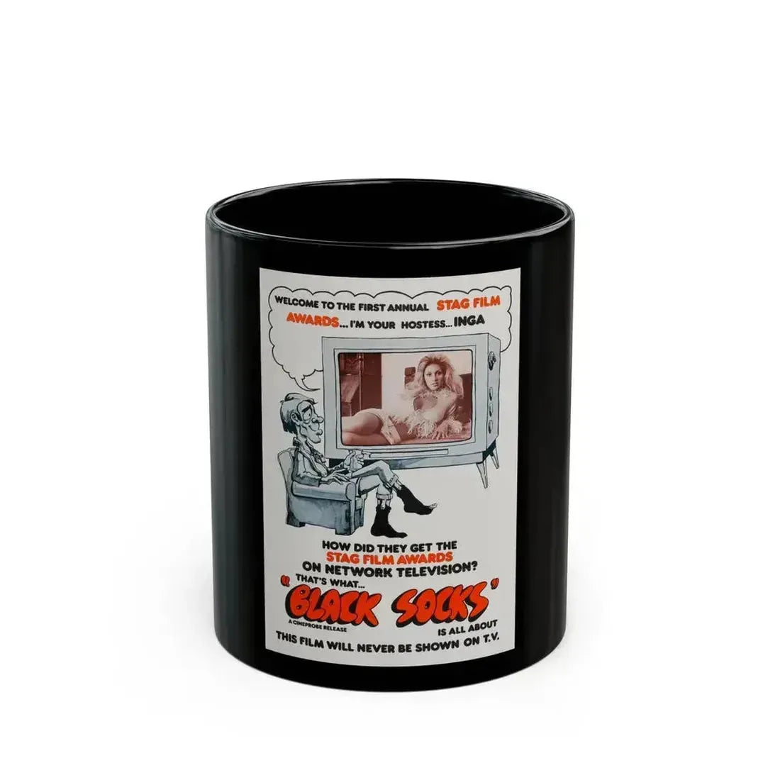 BLACK SOCKS (VIDEO VIXEN) 1975 Movie Poster - Black Coffee Mug 11oz - Go Mug Yourself