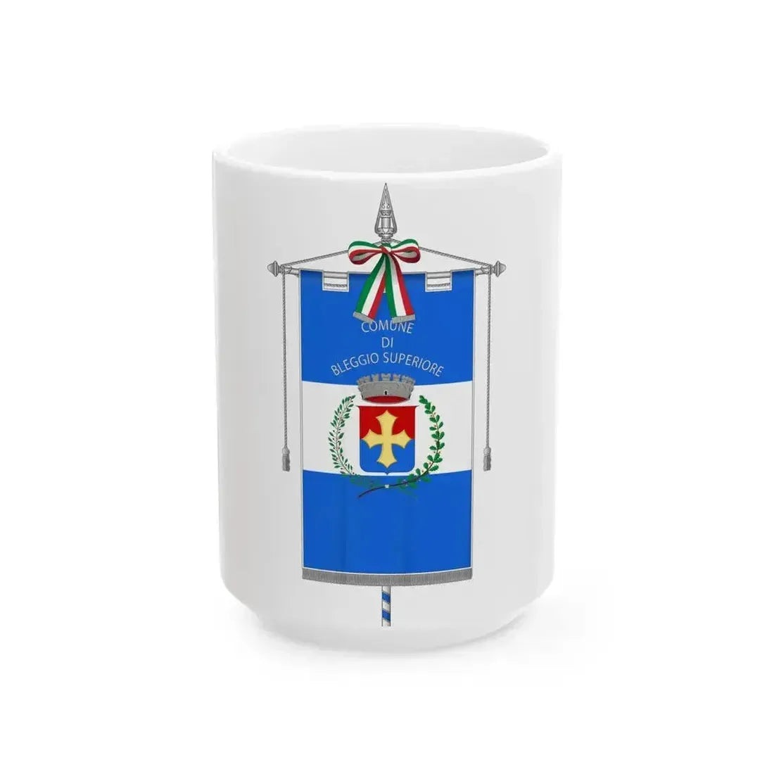 Bleggio Superiore-Gonfalone (Italy) White Coffee Mug 15oz - Go Mug Yourself