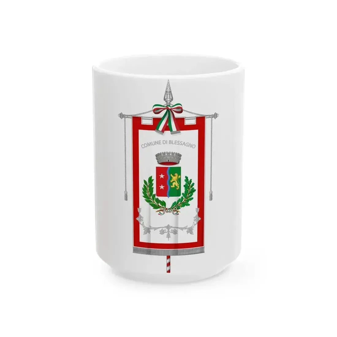 Blessagno-Gonfalone (Italy) White Coffee Mug 15oz - Go Mug Yourself