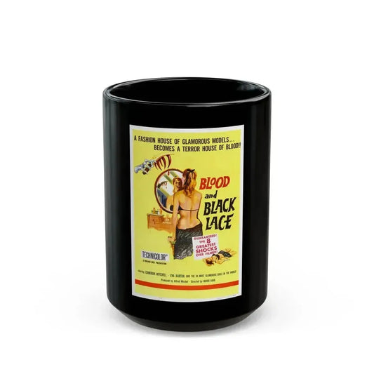 BLOOD AND BLACK LACE 1964 Movie Poster - Black Coffee Mug 15oz - Go Mug Yourself