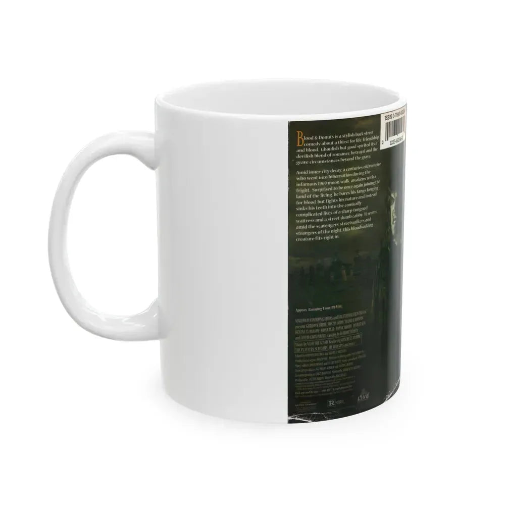 BLOOD AND DONUTS (VHS COVER) - White Coffee Mug - Go Mug Yourself
