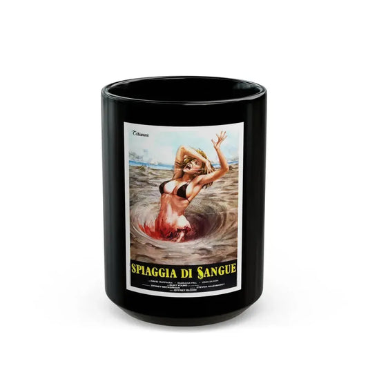BLOOD BEACH (ITALIAN) 1981 Movie Poster - Black Coffee Mug 15oz - Go Mug Yourself