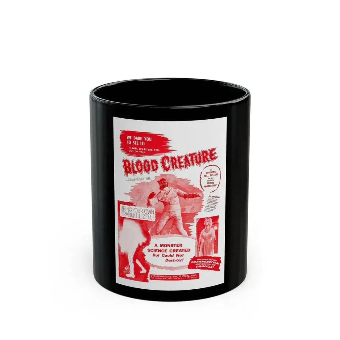 BLOOD CREATURE (TERROR IS A MAN) 1959 Movie Poster - Black Coffee Mug 11oz - Go Mug Yourself
