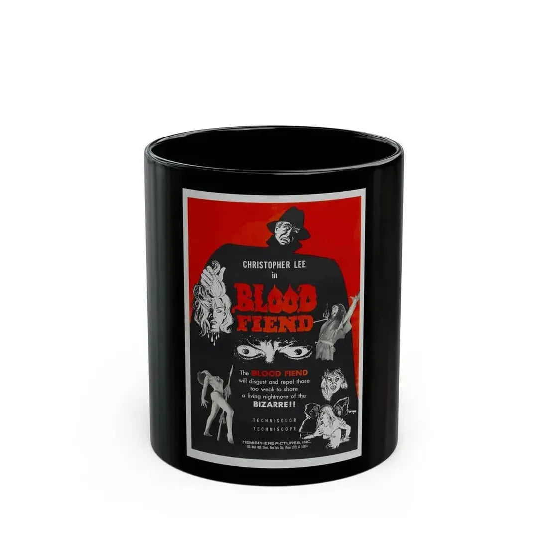 BLOOD FIEND 1967 Movie Poster - Black Coffee Mug 11oz - Go Mug Yourself