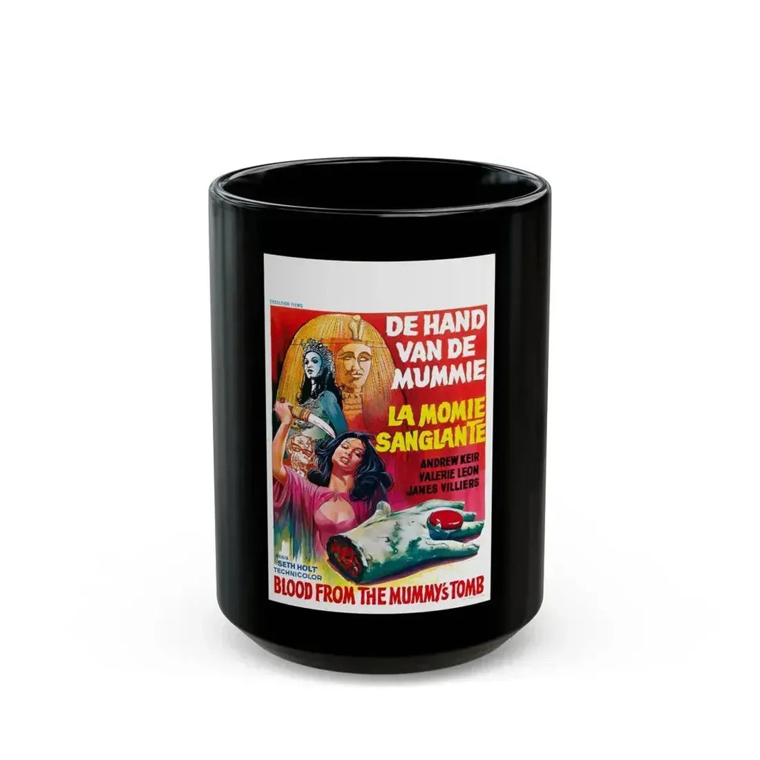 BLOOD FROM THE MUMMY'S TOMB (BELGIAN) 1971 Movie Poster - Black Coffee Mug 15oz - Go Mug Yourself