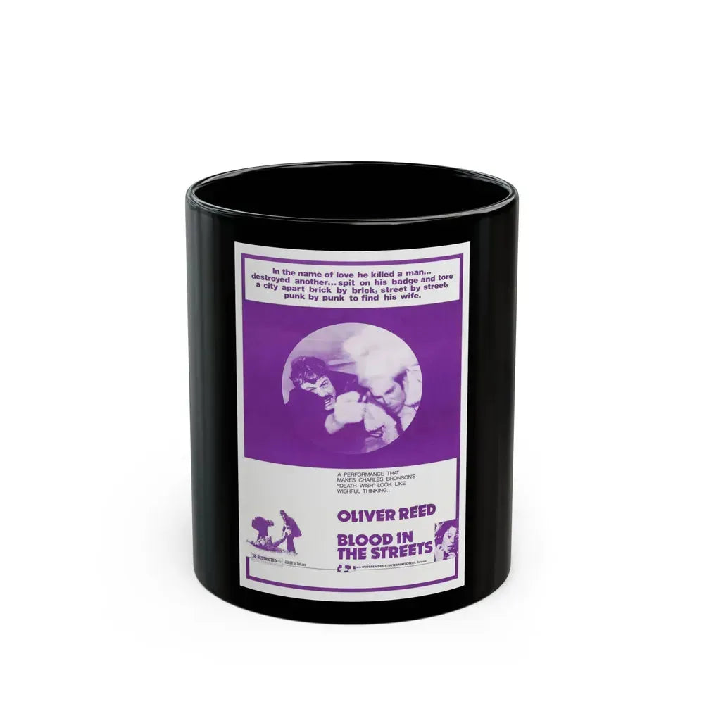 BLOOD IN THE STREETS 1973 Movie Poster - Black Coffee Mug 11oz - Go Mug Yourself