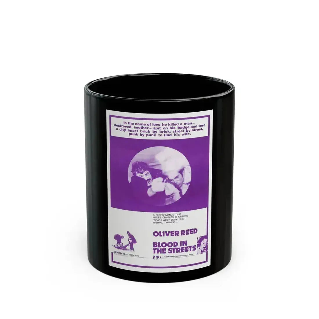 BLOOD IN THE STREETS 1973 Movie Poster - Black Coffee Mug 11oz - Go Mug Yourself