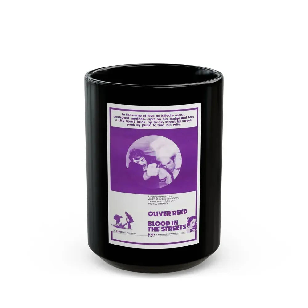 BLOOD IN THE STREETS 1973 Movie Poster - Black Coffee Mug 15oz - Go Mug Yourself