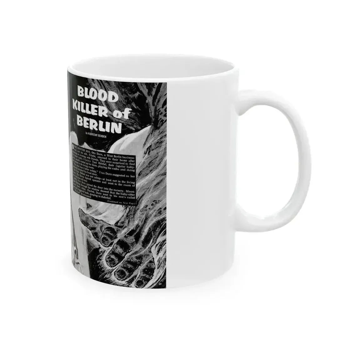 Blood Killer of Berlin, Man's Life, August 1970_1 - White Coffee Mug - Go Mug Yourself