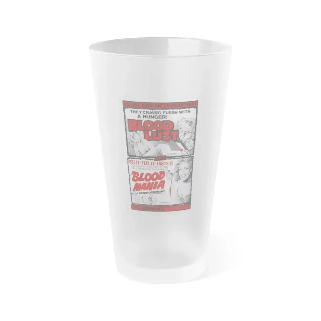 BLOOD LUST & BLOOD MANIA 1970 Movie Poster - Frosted Pint Glass 16oz 16oz Frosted - Go Mug Yourself