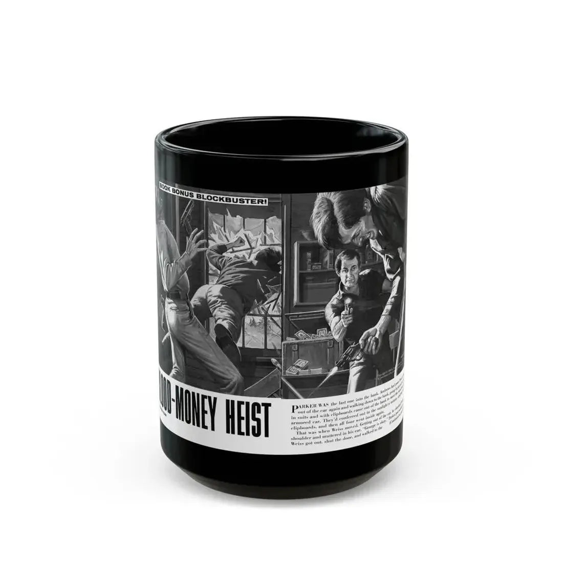 Blood-Money Heist, For Men Only, July 1969 - Black Coffee Mug 15oz - Go Mug Yourself