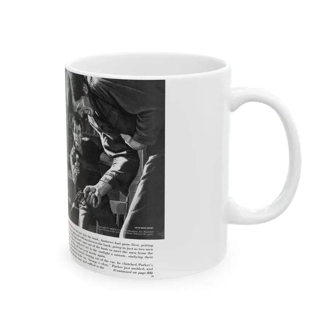 Blood-Money Heist, For Men Only, July 1969 - White Coffee Mug - Go Mug Yourself