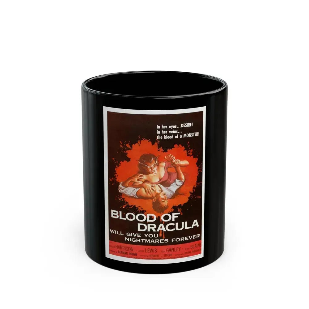 BLOOD OF DRACULA 1957 Movie Poster - Black Coffee Mug 11oz - Go Mug Yourself
