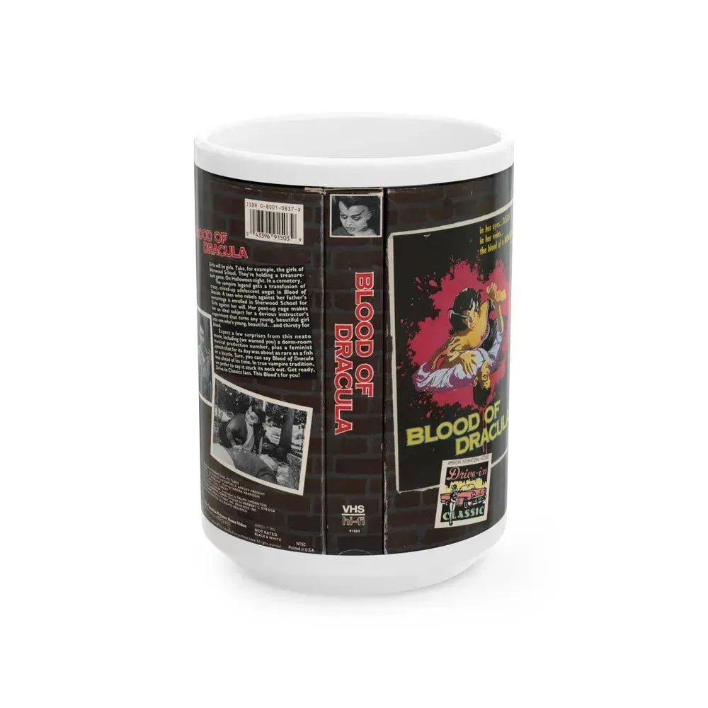 BLOOD OF DRACULA (VHS COVER) - White Coffee Mug 15oz - Go Mug Yourself
