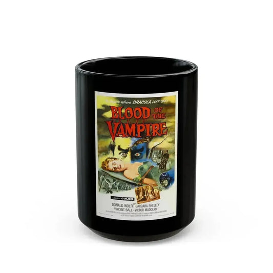 BLOOD OF THE VAMPIRE 1958 Movie Poster - Black Coffee Mug 15oz - Go Mug Yourself