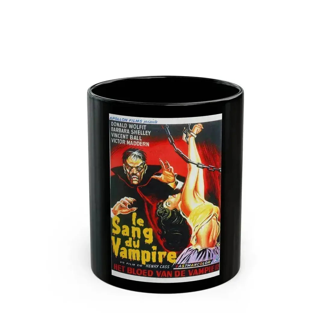 BLOOD OF THE VAMPIRE (BELGIAN) 1958 Movie Poster - Black Coffee Mug 11oz - Go Mug Yourself