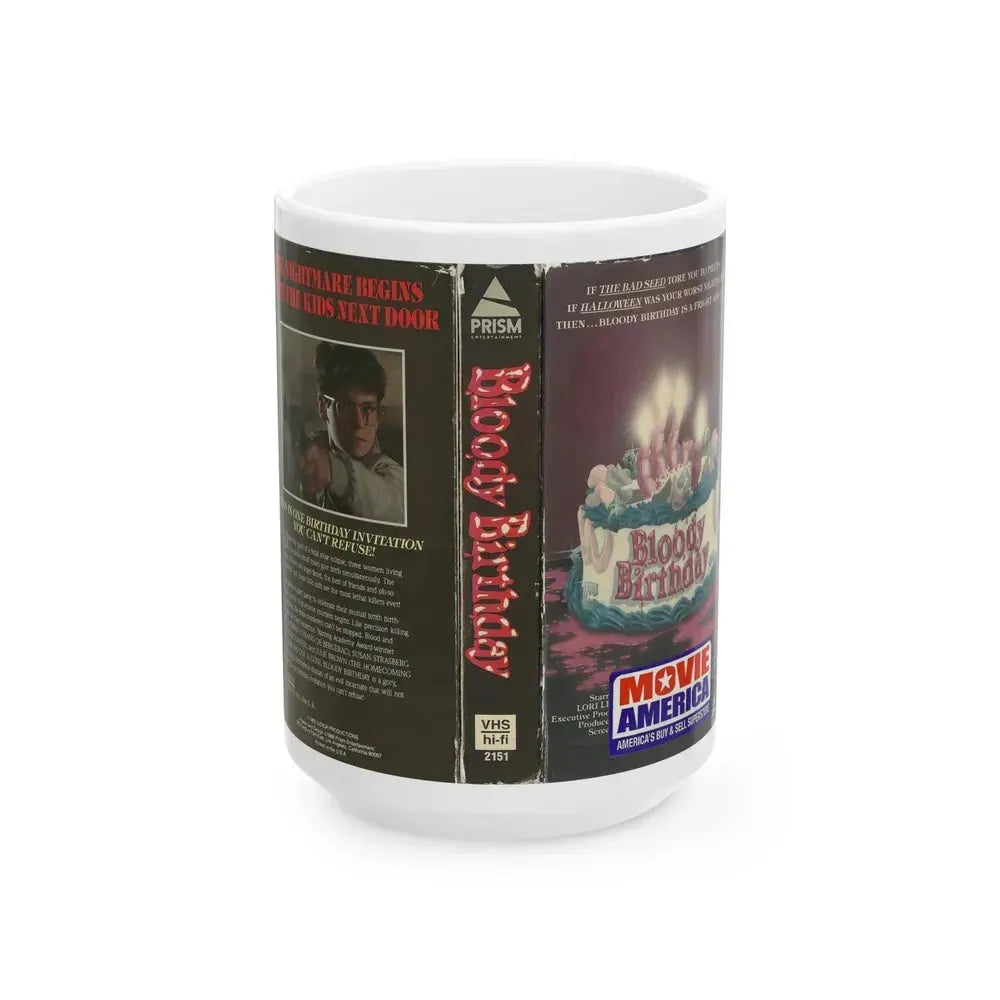 BLOODY BIRTHDAY PRISM HOME ENTERTAINMENT (VHS COVER) - White Coffee Mug 15oz - Go Mug Yourself