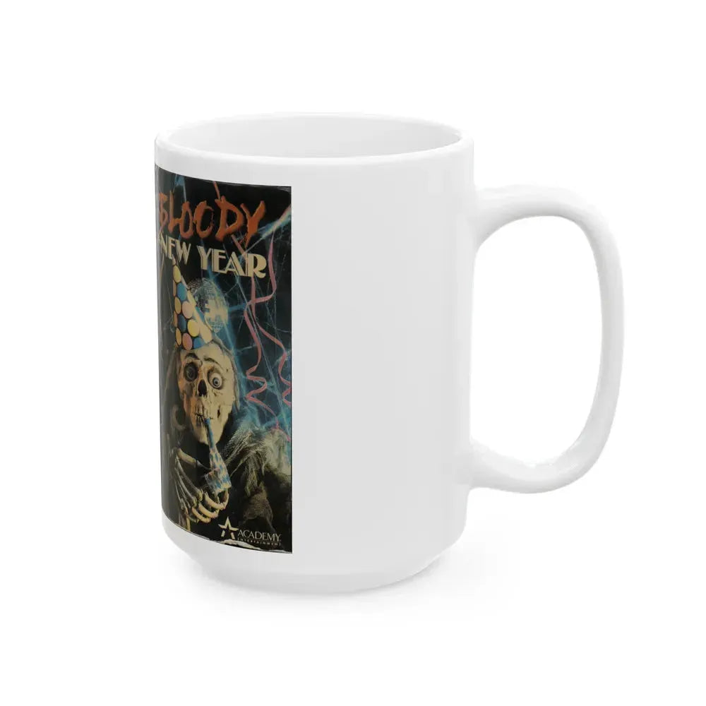BLOODY NEW YEAR (VHS COVER) - White Coffee Mug - Go Mug Yourself