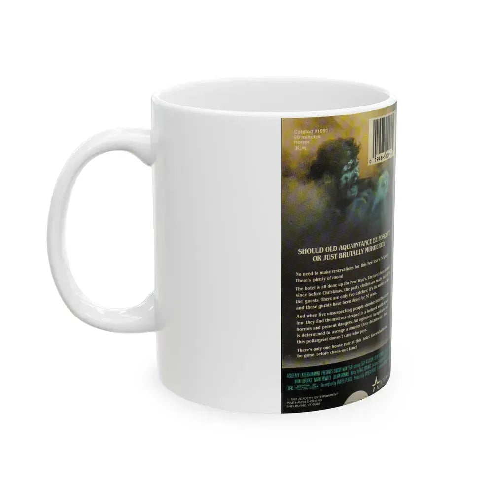 BLOODY NEW YEAR (VHS COVER) - White Coffee Mug - Go Mug Yourself