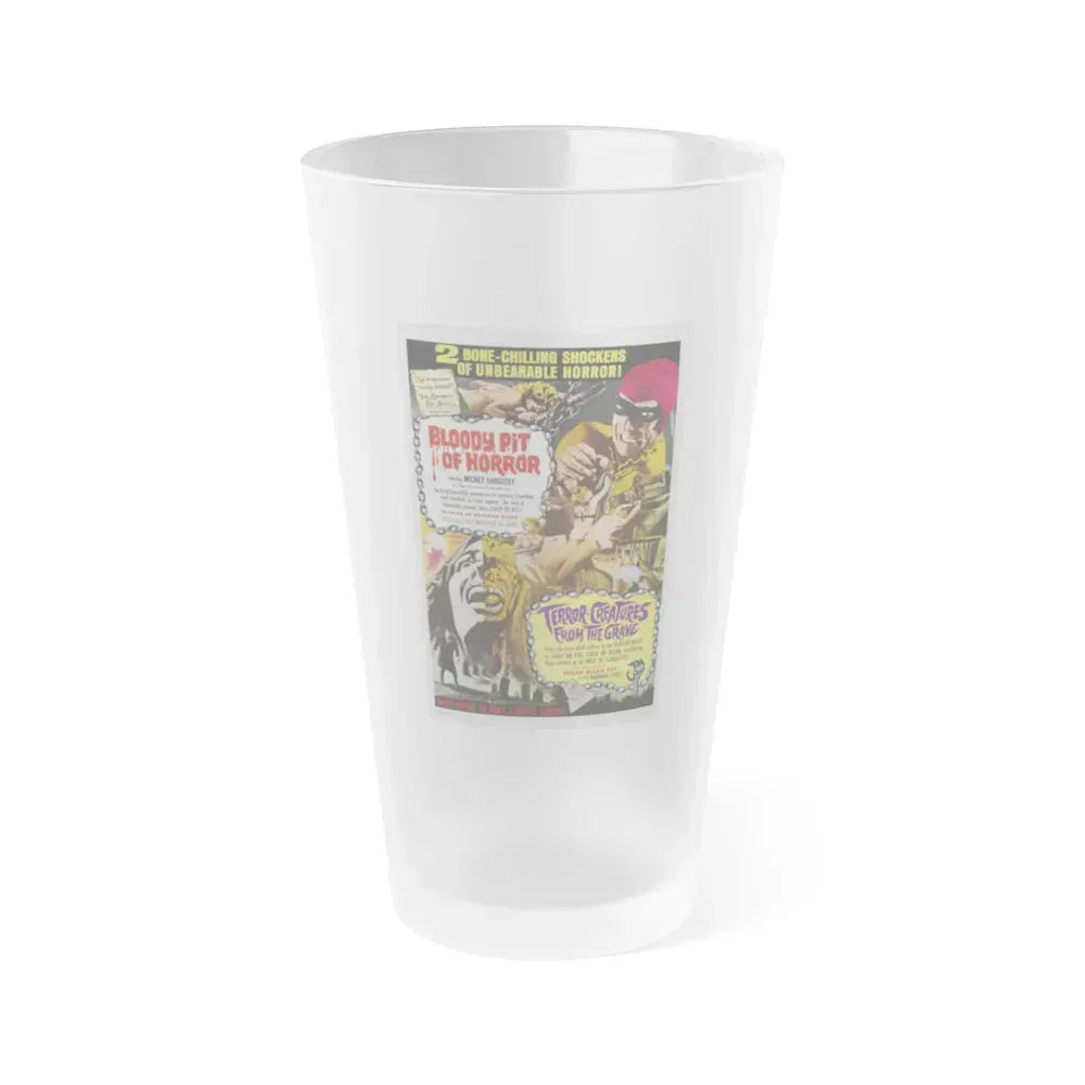 BLOODY PIT OF HORROR +TERROR CREATURES FROM THE GRAVE 1965 Movie Poster - Frosted Pint Glass 16oz 16oz Frosted - Go Mug Yourself