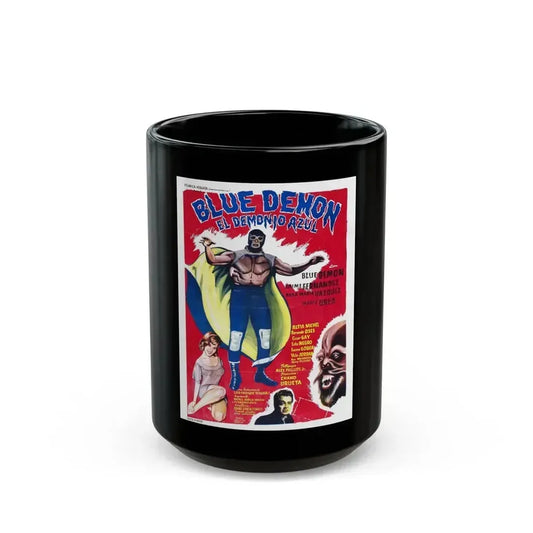 BLUE DEMON 1965 Movie Poster - Black Coffee Mug 15oz - Go Mug Yourself