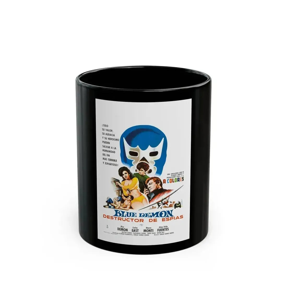 BLUE DEMON, SPY SMASHER 1968 Movie Poster - Black Coffee Mug 11oz - Go Mug Yourself