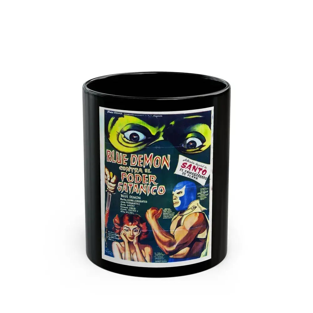 BLUE DEMON VS SATANIC POWER 1966 Movie Poster - Black Coffee Mug 11oz - Go Mug Yourself