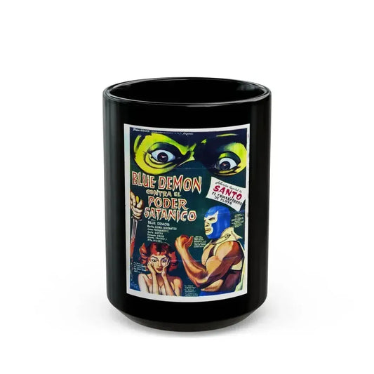 BLUE DEMON VS SATANIC POWER 1966 Movie Poster - Black Coffee Mug 15oz - Go Mug Yourself