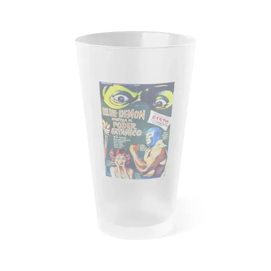 BLUE DEMON VS SATANIC POWER 1966 Movie Poster - Frosted Pint Glass 16oz 16oz Frosted - Go Mug Yourself