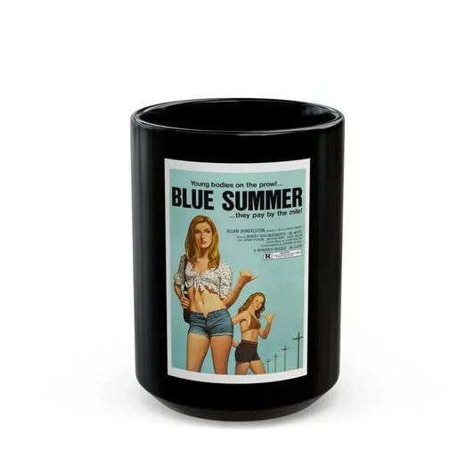 BLUE SUMMER 1973 Movie Poster - Black Coffee Mug 15oz - Go Mug Yourself