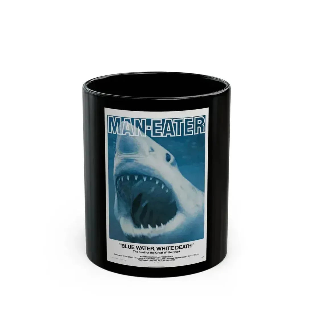 BLUE WATER, WHITE DEATH 1971 Movie Poster - Black Coffee Mug 11oz - Go Mug Yourself