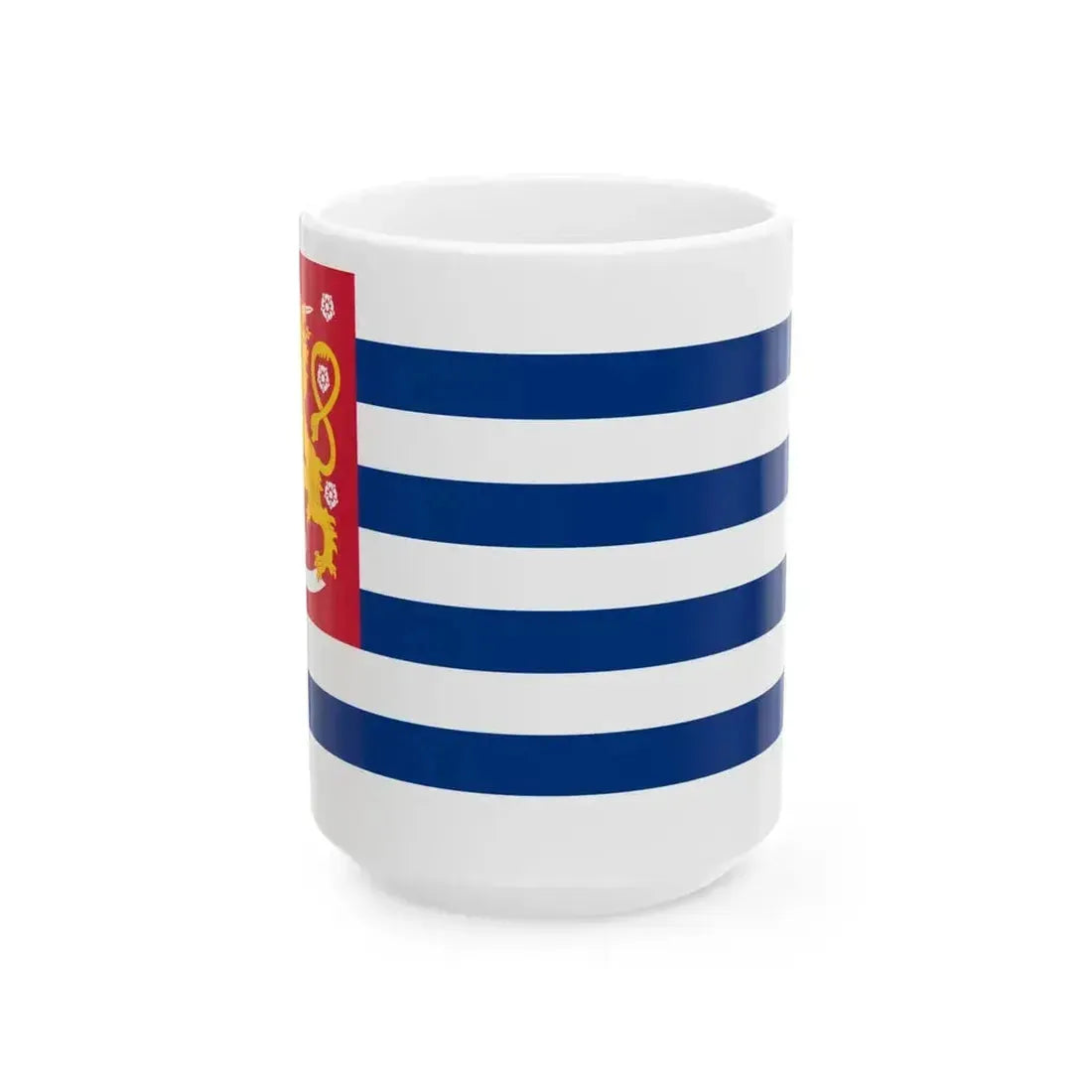 Blue-White Striped Flag of Finland unofficial (Finland) White Coffee Mug 15oz - Go Mug Yourself