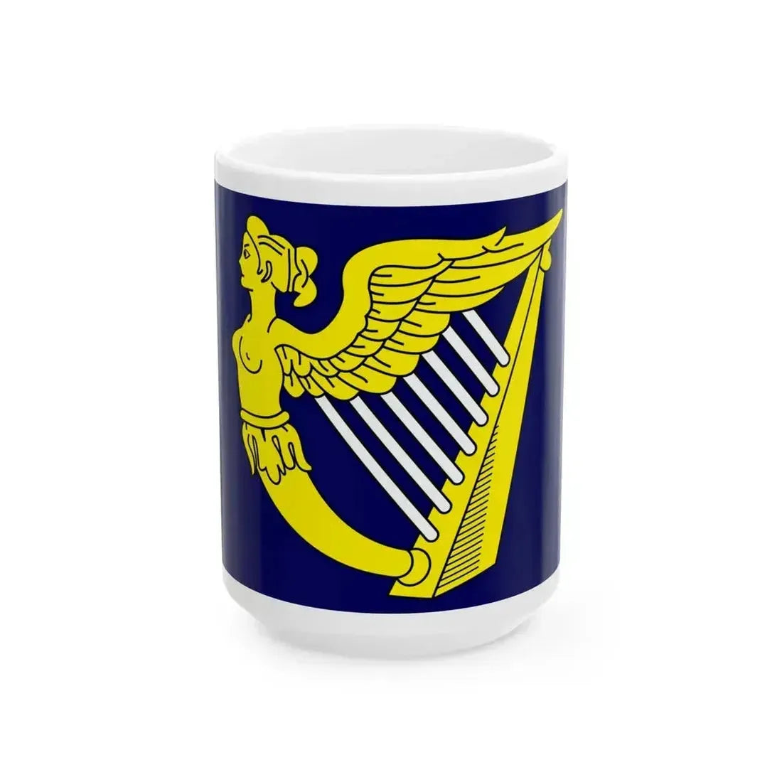 Blue winged-maiden harp flag (Ireland) White Coffee Mug 15oz - Go Mug Yourself