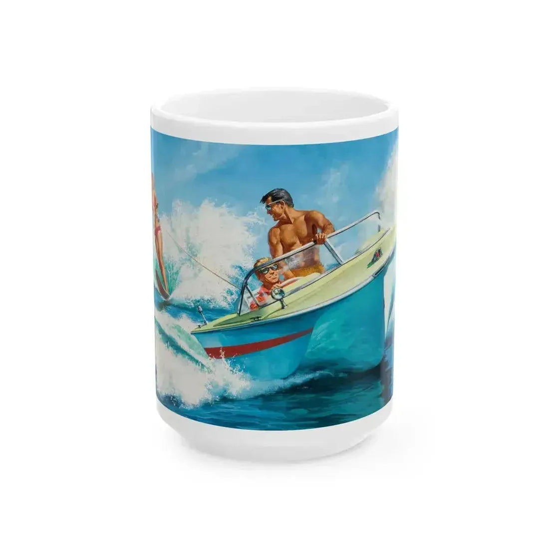 Boat Fun, story illustration - White Coffee Mug 15oz - Go Mug Yourself