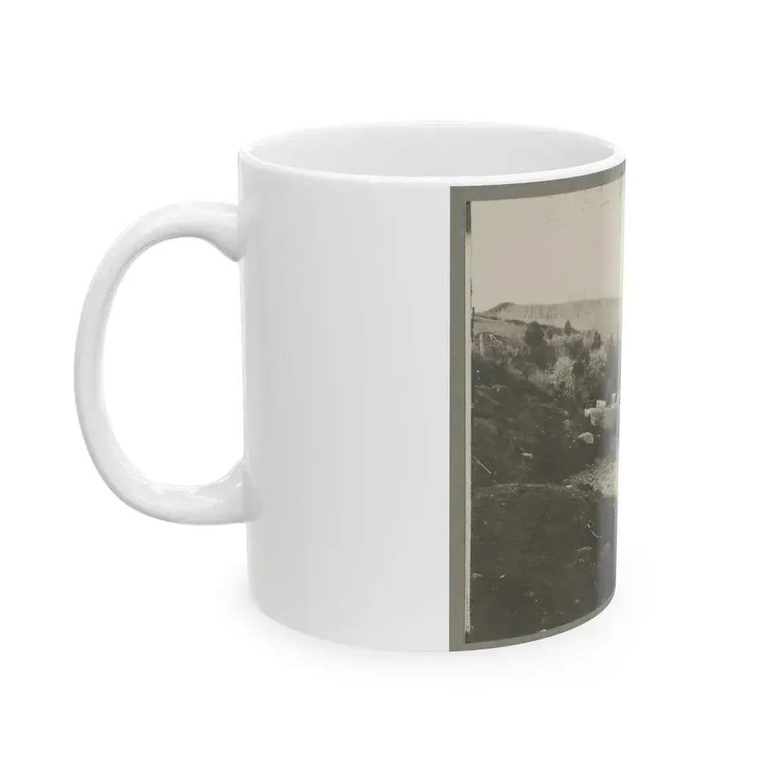 Boats Docked At The Shore Of A River In A Wooded Area (U.S. Civil War) White Coffee Mug - Go Mug Yourself