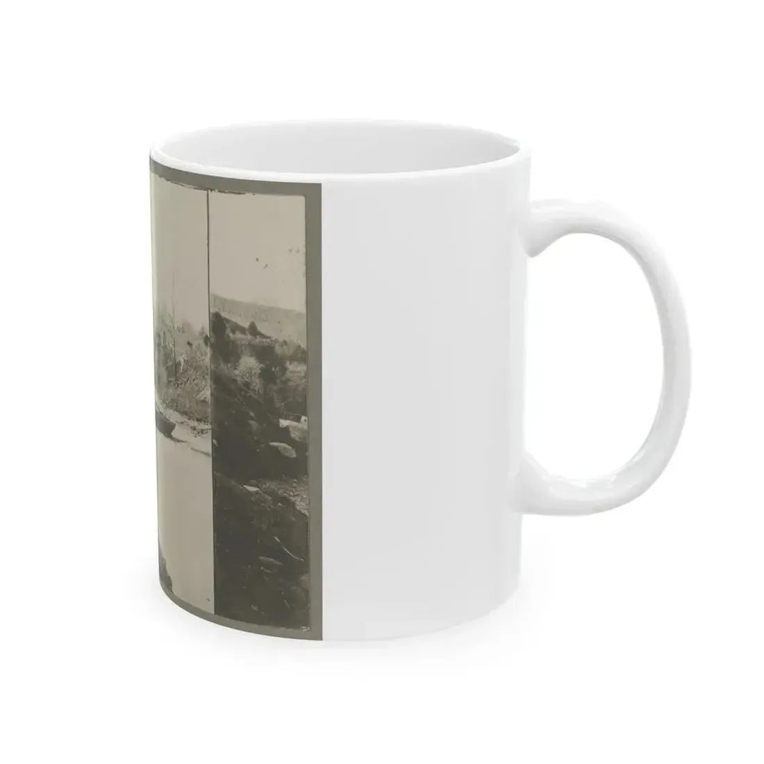 Boats Docked At The Shore Of A River In A Wooded Area (U.S. Civil War) White Coffee Mug - Go Mug Yourself