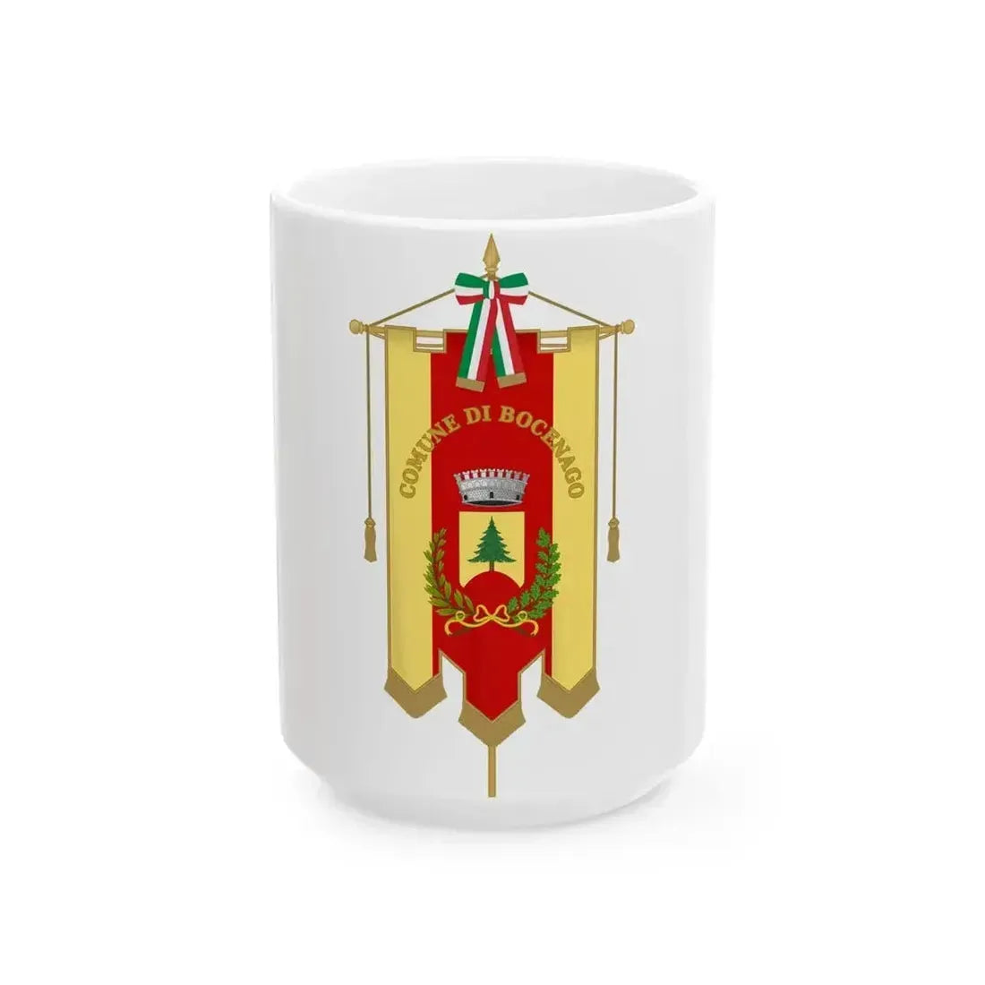 Bocenago-Gonfalone (Italy) White Coffee Mug 15oz - Go Mug Yourself